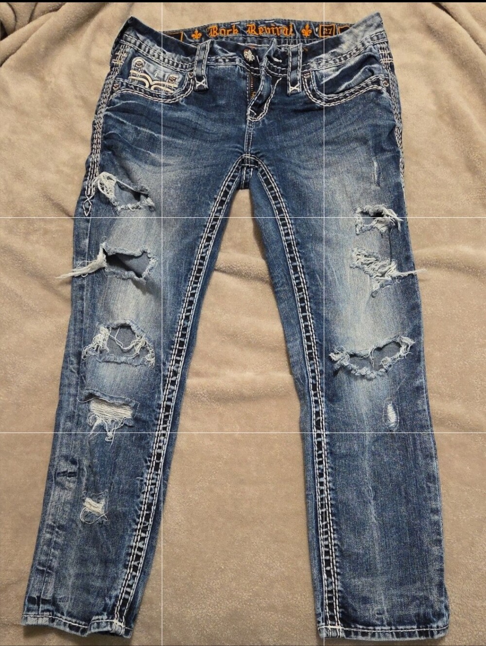 Rock Revival Jena Women's Distressed Dark Blue Crop Skinny Jeans